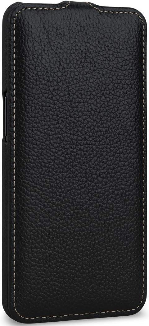 STILGUT Hülle geeignet für OnePlus 7 Lederhülle vertikales Flip-Case, schwarz, schwarz