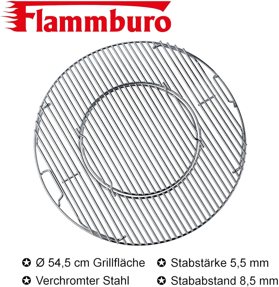 FLAMMBURO BBQ-System Grillrost rund Ø 57/54,5 cm - auch in 47/44 cm erhältlich, aus verchromtem Stah