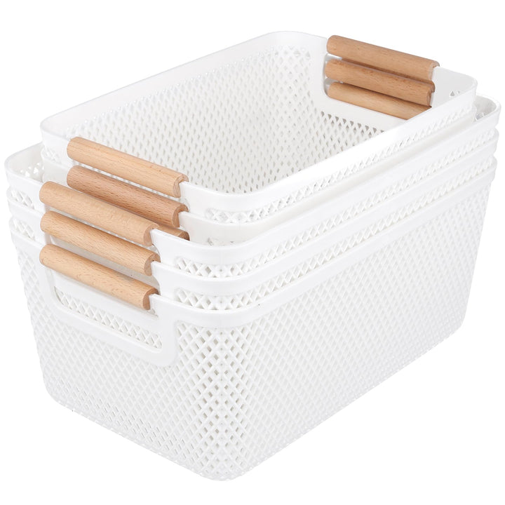 6 Stück Aufbewahrungskorb Set, 26,5 x 18,4 x 12cm und 30,5 x 20,4 x 14,2cm Weiss Boxen Aufbewahrung