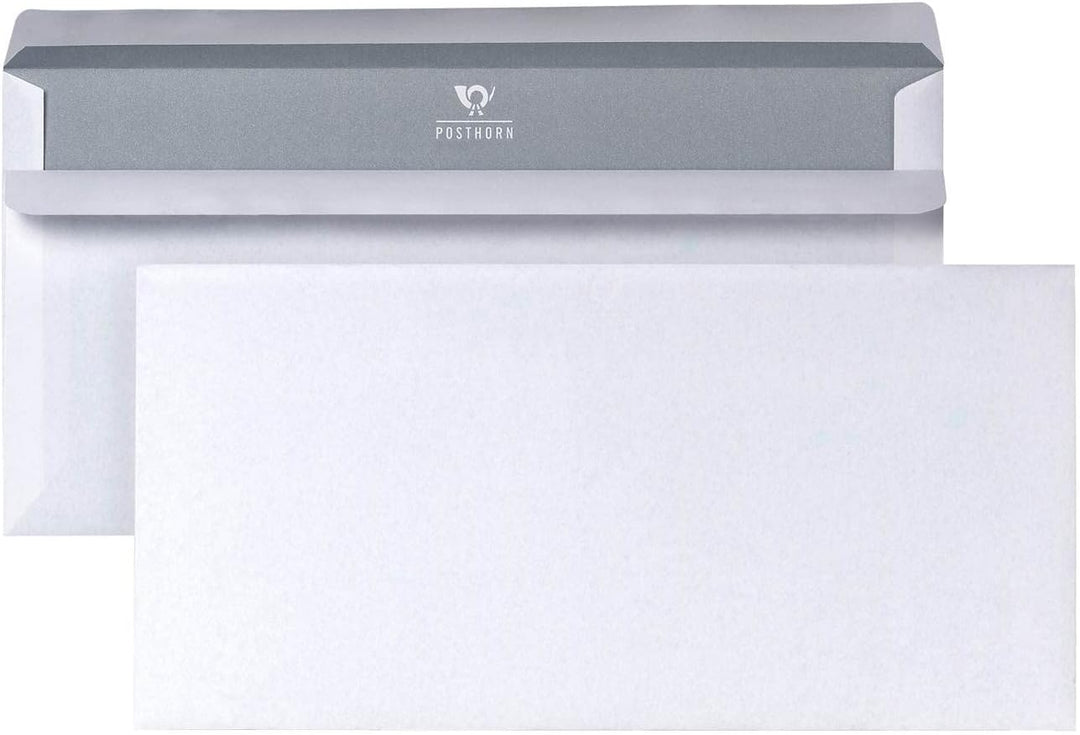 POSTHORN Briefumschlag DIN lang (100 Stück) & 100 Briefumschläge mit Fenster DIN weiss / ohne Fenste