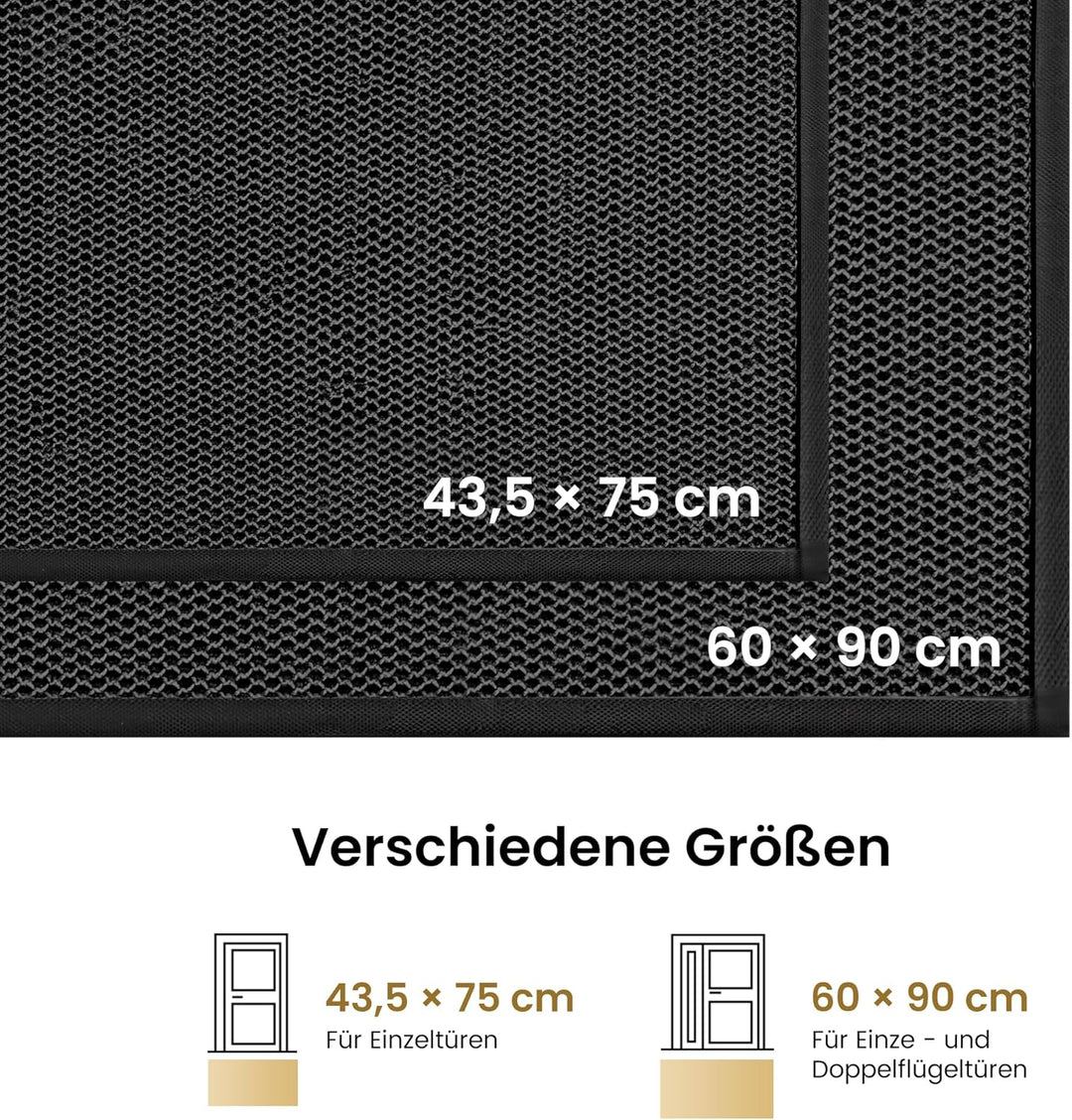 Fussmatte Aussen rutschfest 43.5x75cm, Abtreter Fussmatte Aussen wetterfest Schmutzfangmatte waschba
