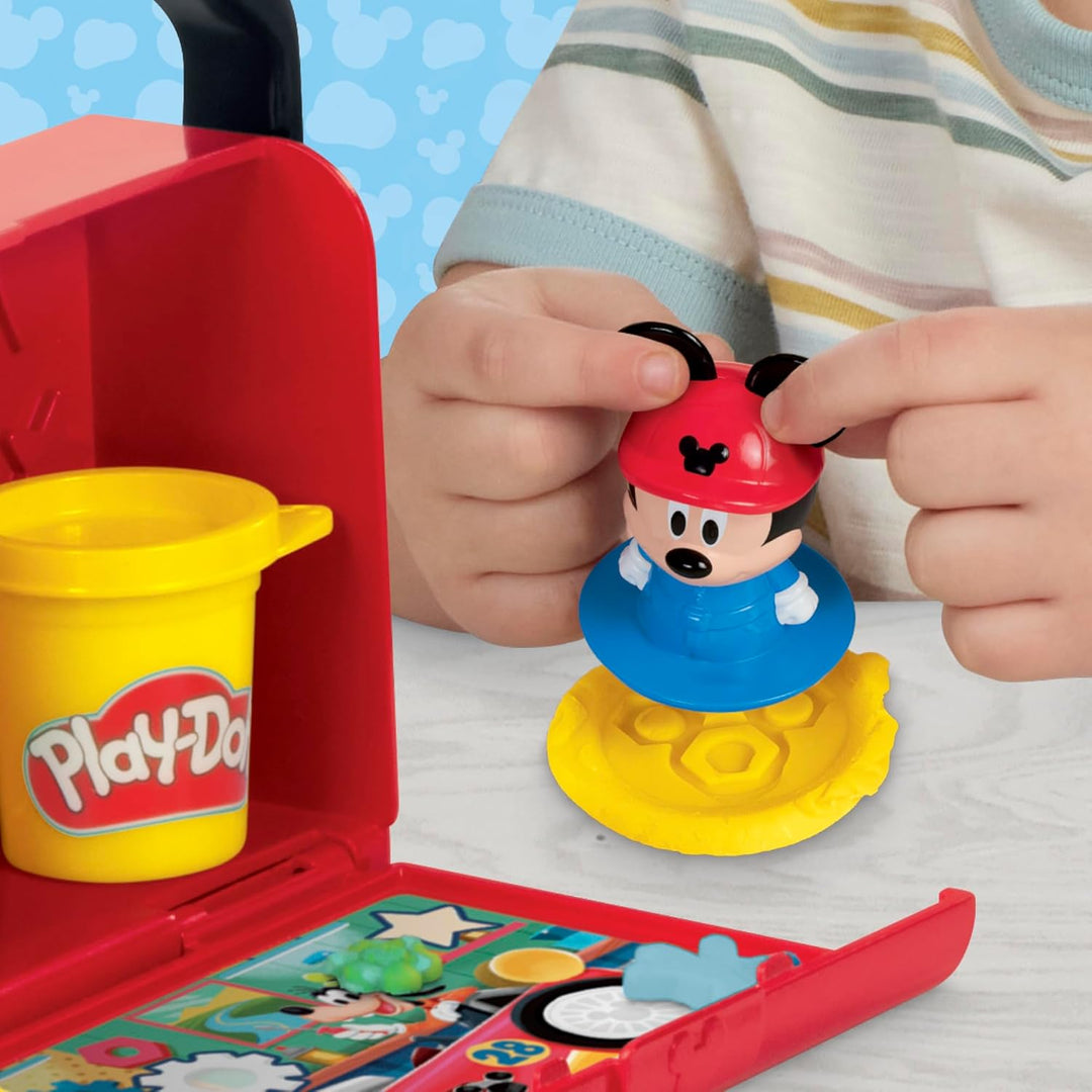 Play-Doh Disney Junior Knet-Werkstatt für unterwegs Micky Maus Spielset, zum Kneten und Spielen für