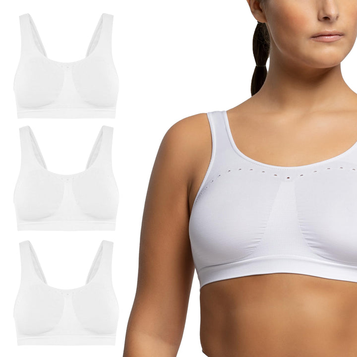 POMPEA Damen Brass. Comfort Size BH, Undurchsichtige, weiss, 3XL Mehr (3er Pack)