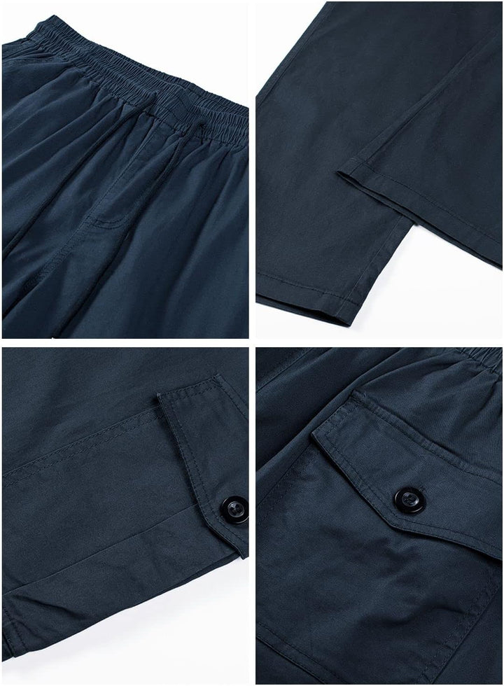 Jolicloth Cargohose Herren Baumwolle Outdoorhose Lange Baggy Hose Casual Freizeithose Pants S Blau,