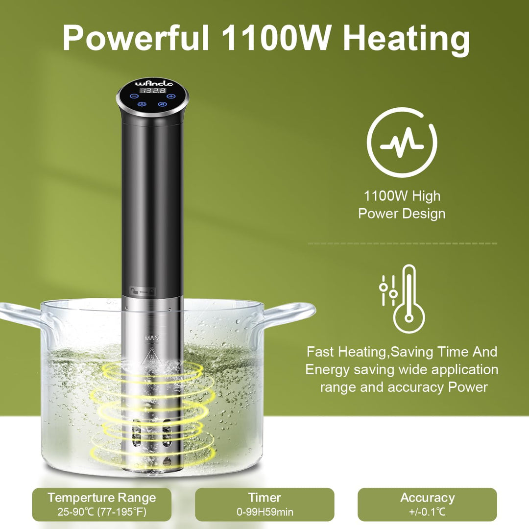 Sous Vide, Wancle Sous Vide Garer Sous Vide Stick 1100W Präzise Temperaturregelung, IPX7 Wasserdicht