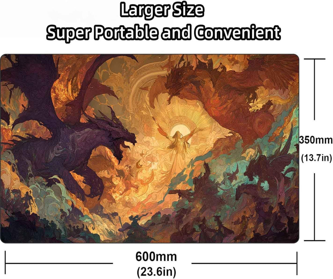 MTG Playmat 24x14 Inches Non-Slip Dragon Design Stitched Edges Smooth Surface Rubber Base TCG Game M