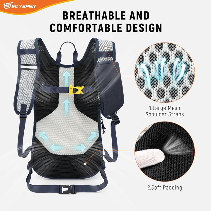 SKYSPER Wanderrucksack 15L Leichter Rucksack Wandern kleiner Trekkingsrucksack Atmungsaktiver Tagesr