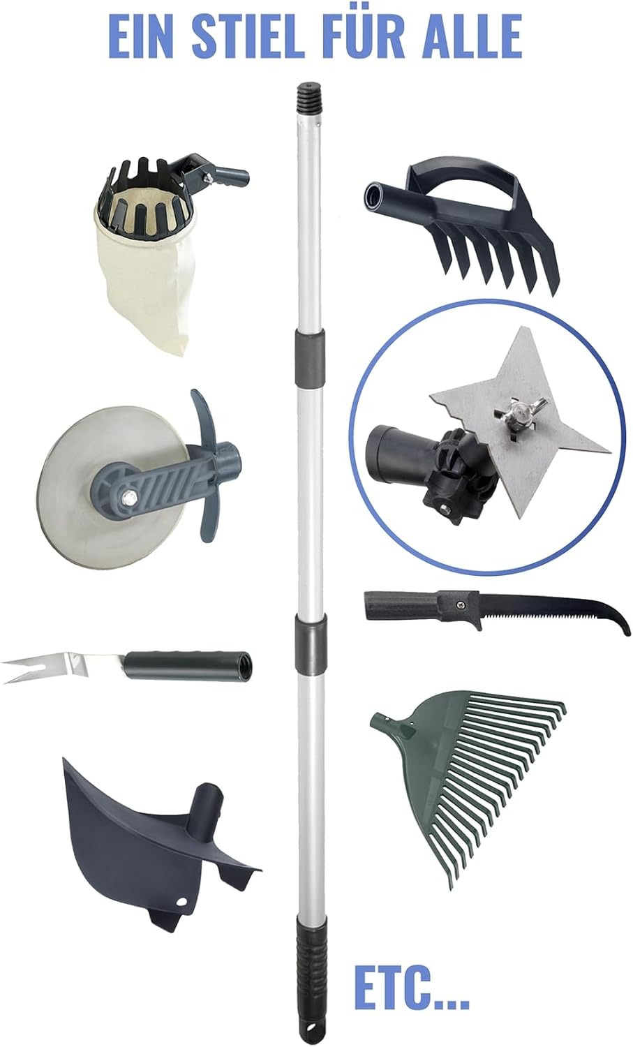 Maximex 4-Zack Fugenkratzer mit Teleskopstiel für Garten, Hof und Einfahrt Silber matt
