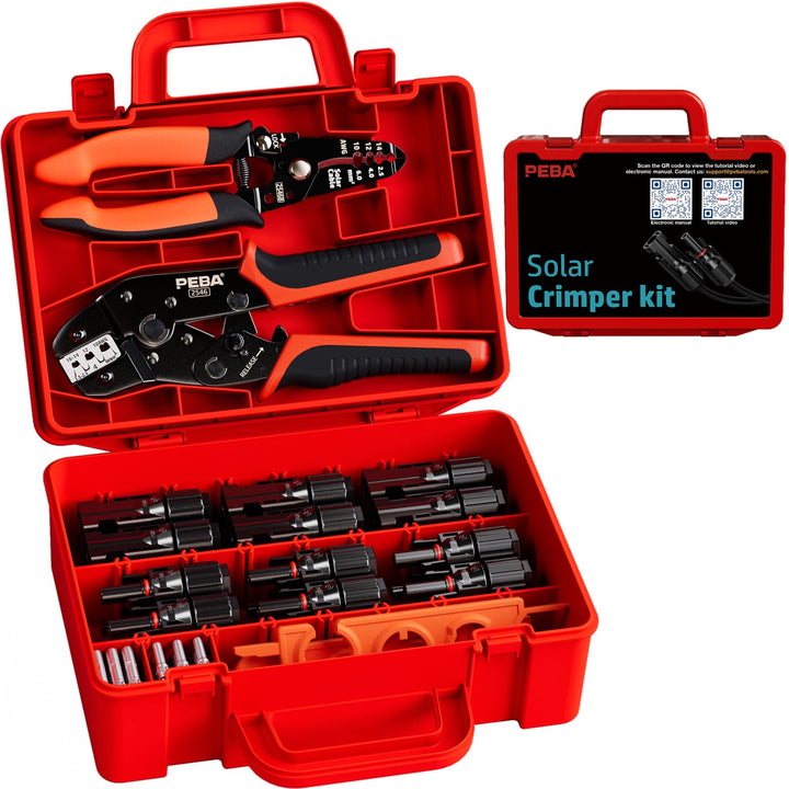 PEBA Solarstecker Crimpzange Set, Solar Crimp Zange 1.5-6.0 mm² für Solarpanel PV Solarkabel,12 Paar
