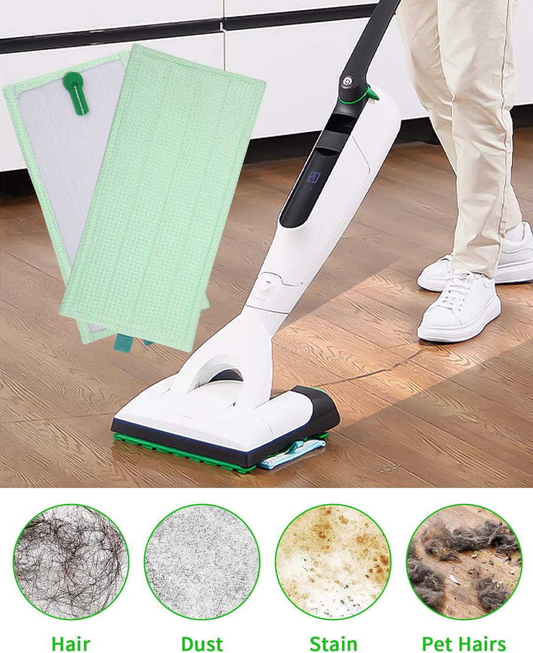 6 Stück Ersatz Mikrofaser Bodenwischer Pads,Reinigungstuch für Vorwerk Hartboden MF600 SP600 SPB100
