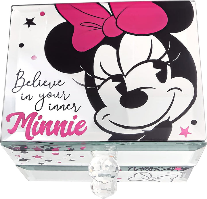 Disney Minnie Mouse "Believe in your inner Minnie" Mirror Glass Jewelry Box Jewelry Organizer, Offic