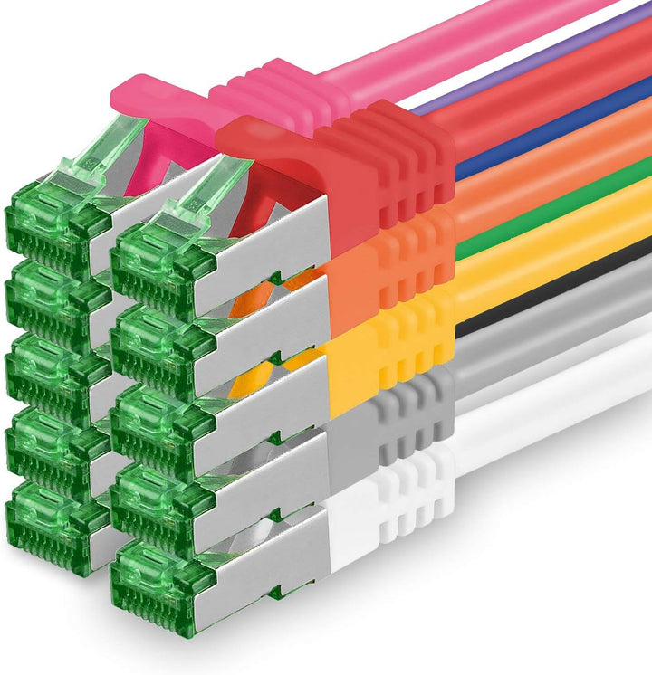 Cat7 Netzwerkkabel 5m - 10-Farben - 10 Stück - Cat 7 Ethernetkabel Lankabel Lan 10Gbits Patchkabel R