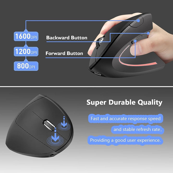 2.4G Wireless Vertikale Ergonomische, Wiederaufladbar, Optische Maus Vertical Ergonomic Optical Mous