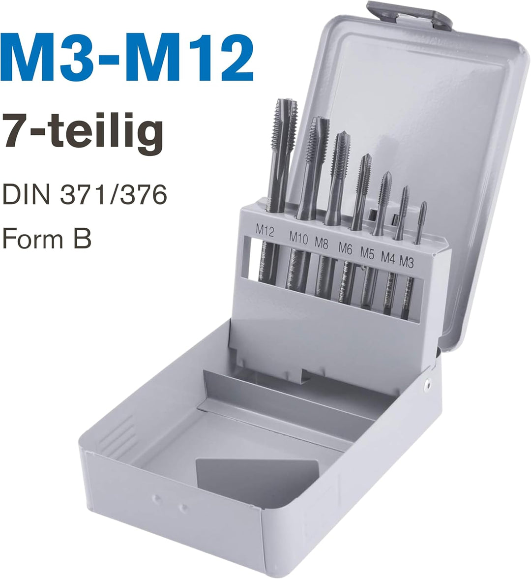GSR PROFI Maschinengewindebohrer Satz M3 - M12, Gewindeschneider für Edelstähle DIN 371/376 HSSE-VAP
