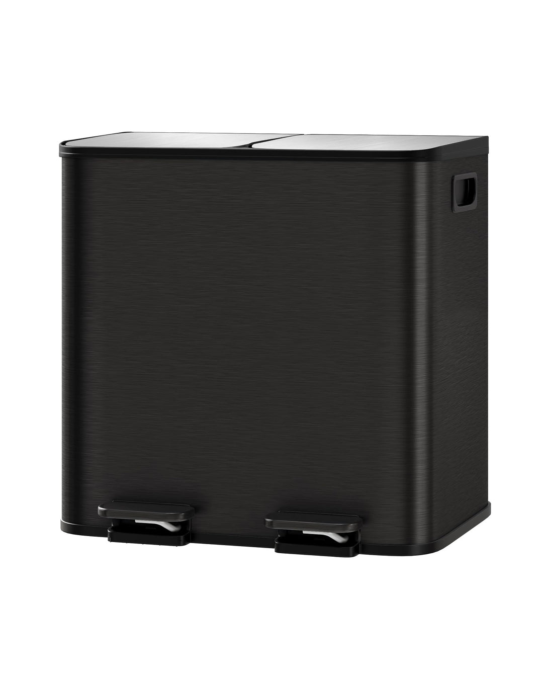 Garvee Abfalleimer 2 x 15 l aus Edelstahl mit Doppelfach und Pedal - schwarz