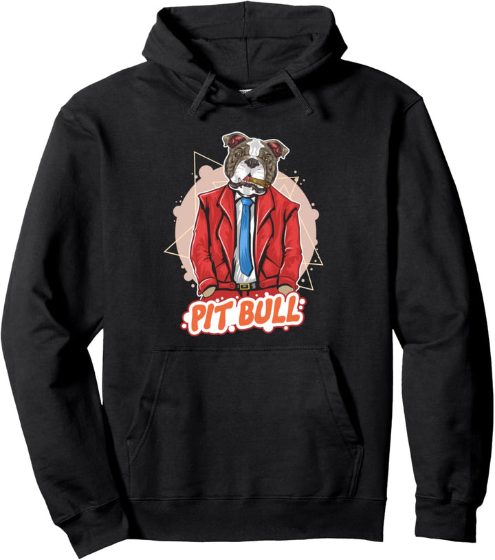 Pit Bull Hund mit Zigarre und Anzug Pitbull Design Pullover Hoodie