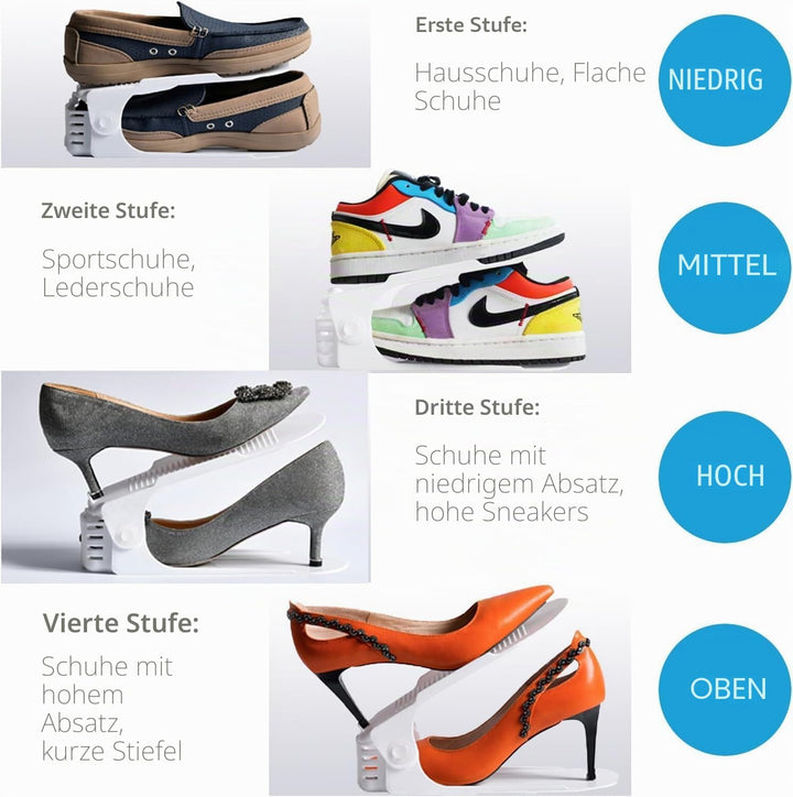 10 Stück Schuhschlitz-Organizer verstellbarer Schuhstapler, platzsparend, Doppelstock-Schuhregal, Sc