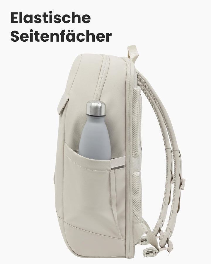 LARKSON Business Laptop Rucksack Herren Beige - Bjarne - Grosser Arbeitsrucksack mit 17 Zoll Laptopf