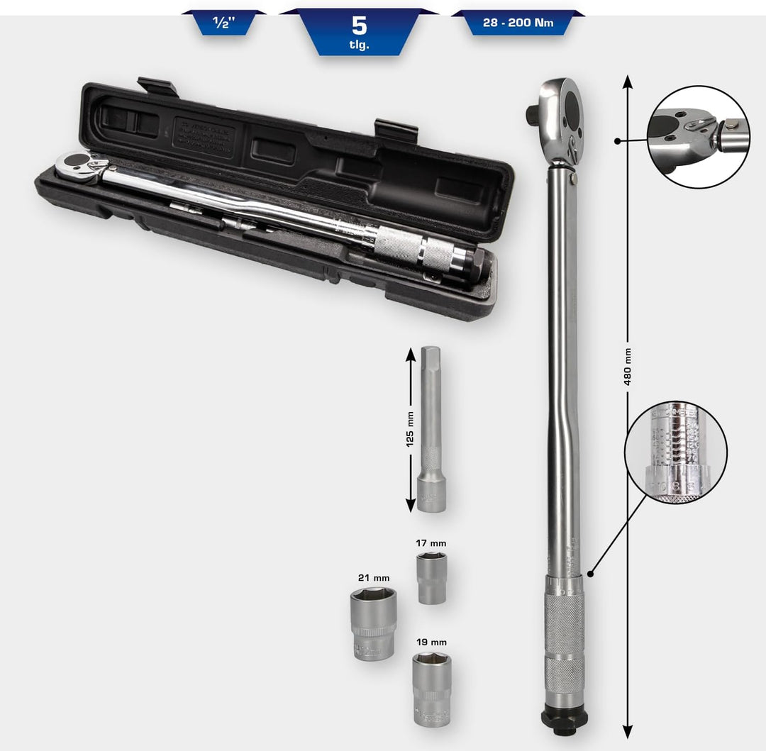 BRILLIANT TOOLS BT142005 Drehmomentschlüssel-Satz, 5-tlg [Powered by KS TOOLS] 5-tlg. 28 - 200 Nm, 5