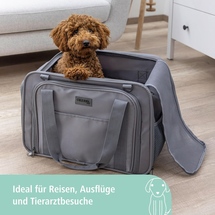 Kerbl Pet Tragetasche Vacation, Transporttasche, Transportbox, grau, 40 x 30 x 27 cm, für kleine Hun