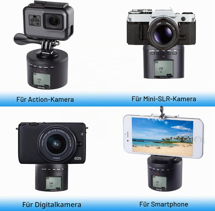 Suptig Stativhalterung für 360-Grad-Elektrogeräte, Stativkopf für GoPro iPhone Samrtphone Digital Ca