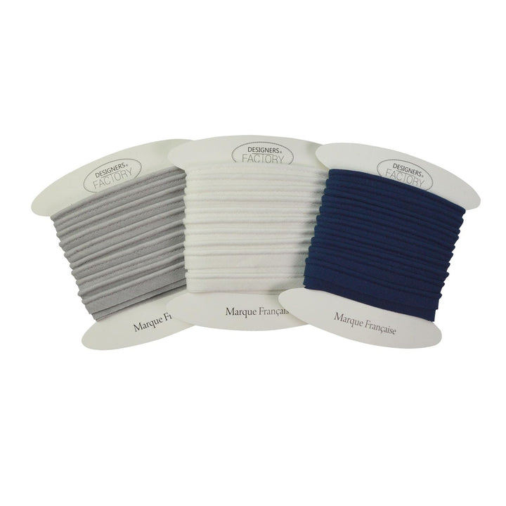 Set aus 3 Baumwolle paspelband - Farben: Hellgrau, ecru und navyblau - Einfach zu nähen und ideal zu