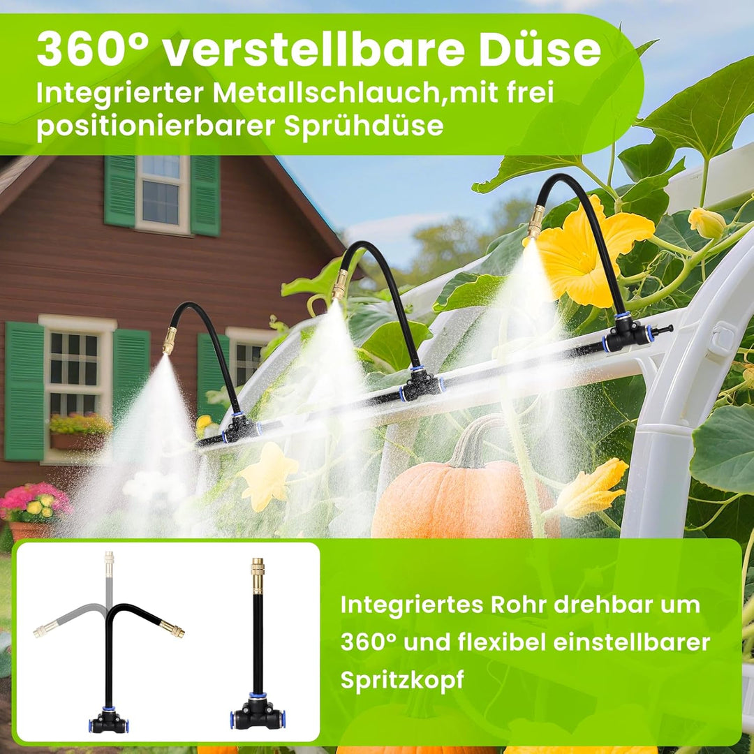 Bewässerungssystem- 360° Rundum-Bewässerung - Wassersparend,für Garten, Gewächshaus,balkon garten, H