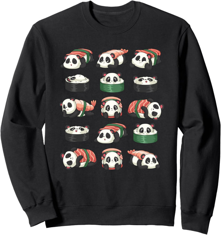 Kawaii Niedlicher Anime Panda Otaku Japanisch Sushi Nigiri Sweatshirt