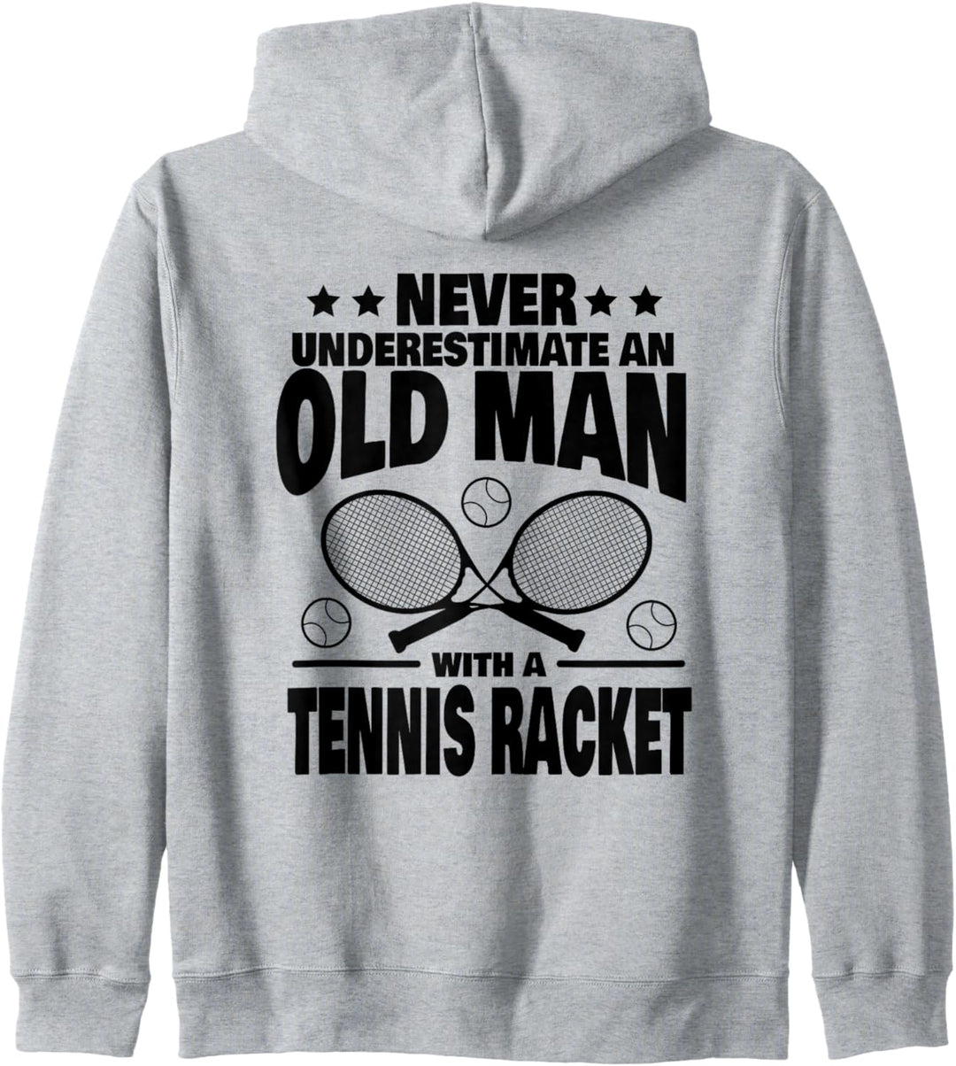 Never Underestimate an Old Man with a Tennis Racket Dad Kapuzenjacke