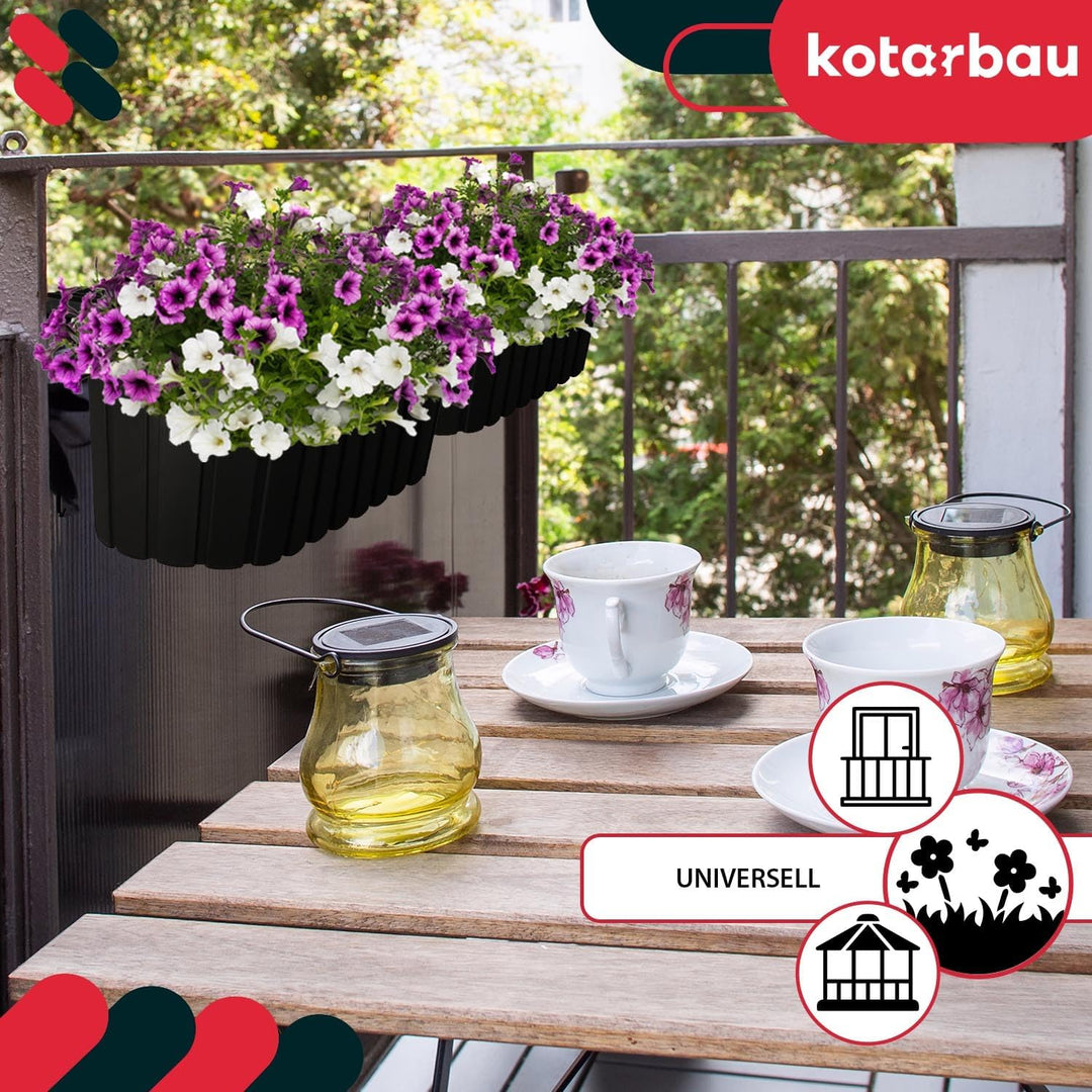 KOTARBAU® 4er Set Blumenkasten für Balkon - 40 x 15 x 15 cm - Blumenkasten für Balkongeländer - Balk