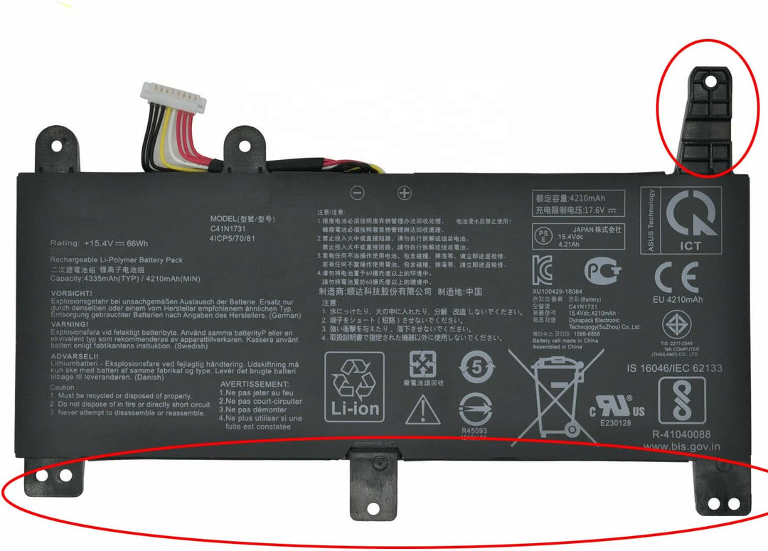 7XINbox C41N1731 15,4V 66Wh 4335mAh Laptop Akku Ersatz für Asus GL504 GL504GM GL504GS ROG Strix GL50