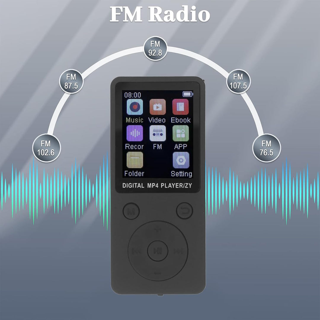 MP3-Player mit Bluetooth 5.0, 1,8-Zoll-Farbbildschirm, Tragbarer Musik-Player, HiFi-Sound-Musik-Play