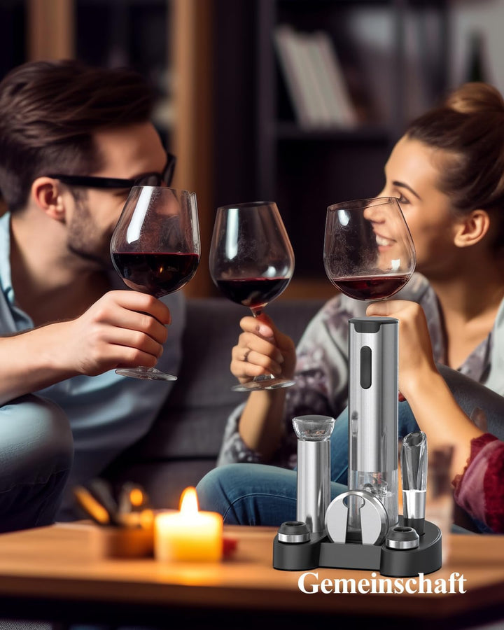 CIRCLE JOY Elektrischer Korkenzieher, wiederaufladbarer elektrischer Weinöffner, Wein-Geschenkset mi