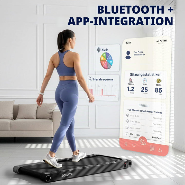 SQUATZ 2-in-1 Walking Pad Laufband, klappbar und platzsparend, ideal für Zuhause und Büro, unter Sch