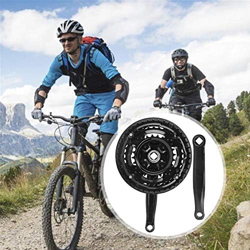T best Fahrradkurbelgarnitur, Kurbelgarnitur aus Kohlenstoffstahl 24-34-42T mit Kettenabdeckung für