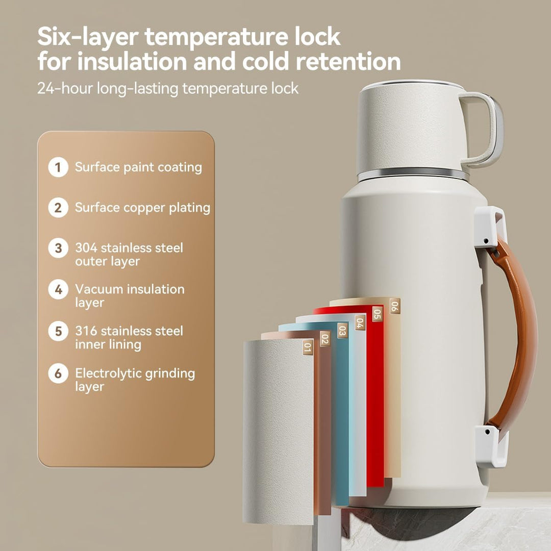 Simcat 1500ml Thermoskanne Thermosflasche 316 Edelstahl, Edelstahl Trinkflasche (hält 24 Stunden), T