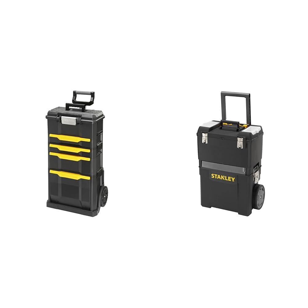 Stanley Rollende Werkstatt aus Metall-Kunststoff 1-79-206 – Werkzeugwagen leer mit 3 modularen Einhe