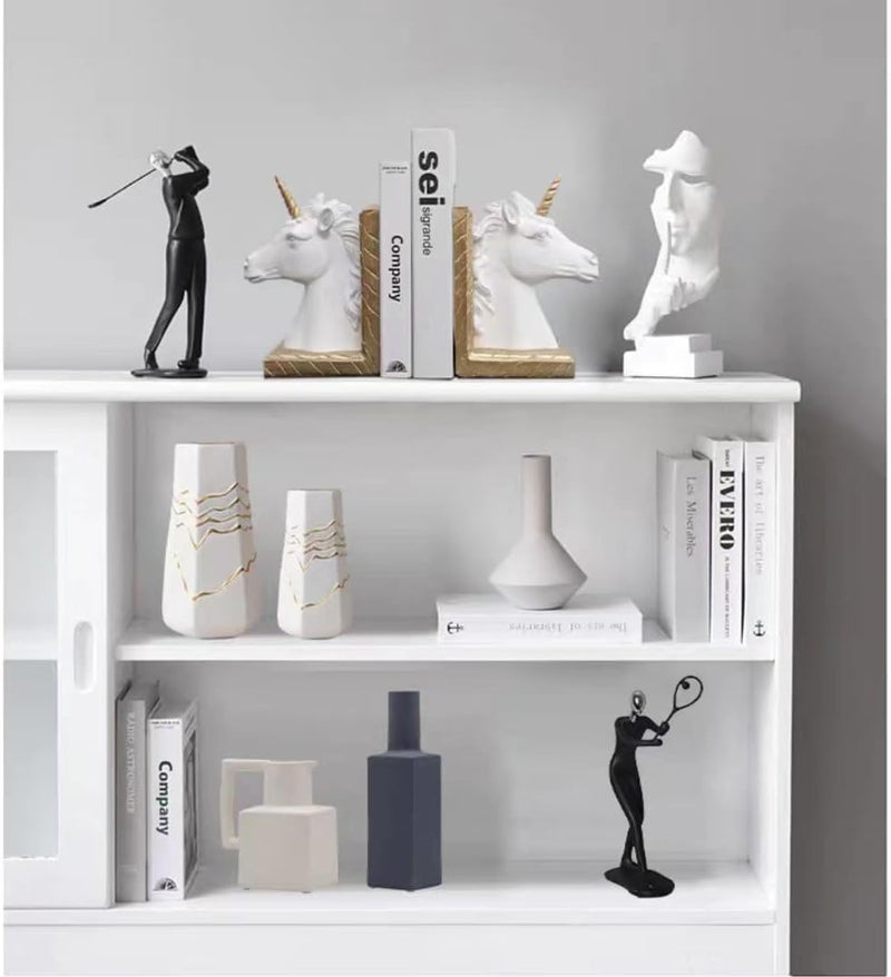 PIGPIGFLY Schweigen ist Gold Statue,Deko Figuren, Deko Wohnzimmer Modern Zum Hinstellen, Abstrakte S