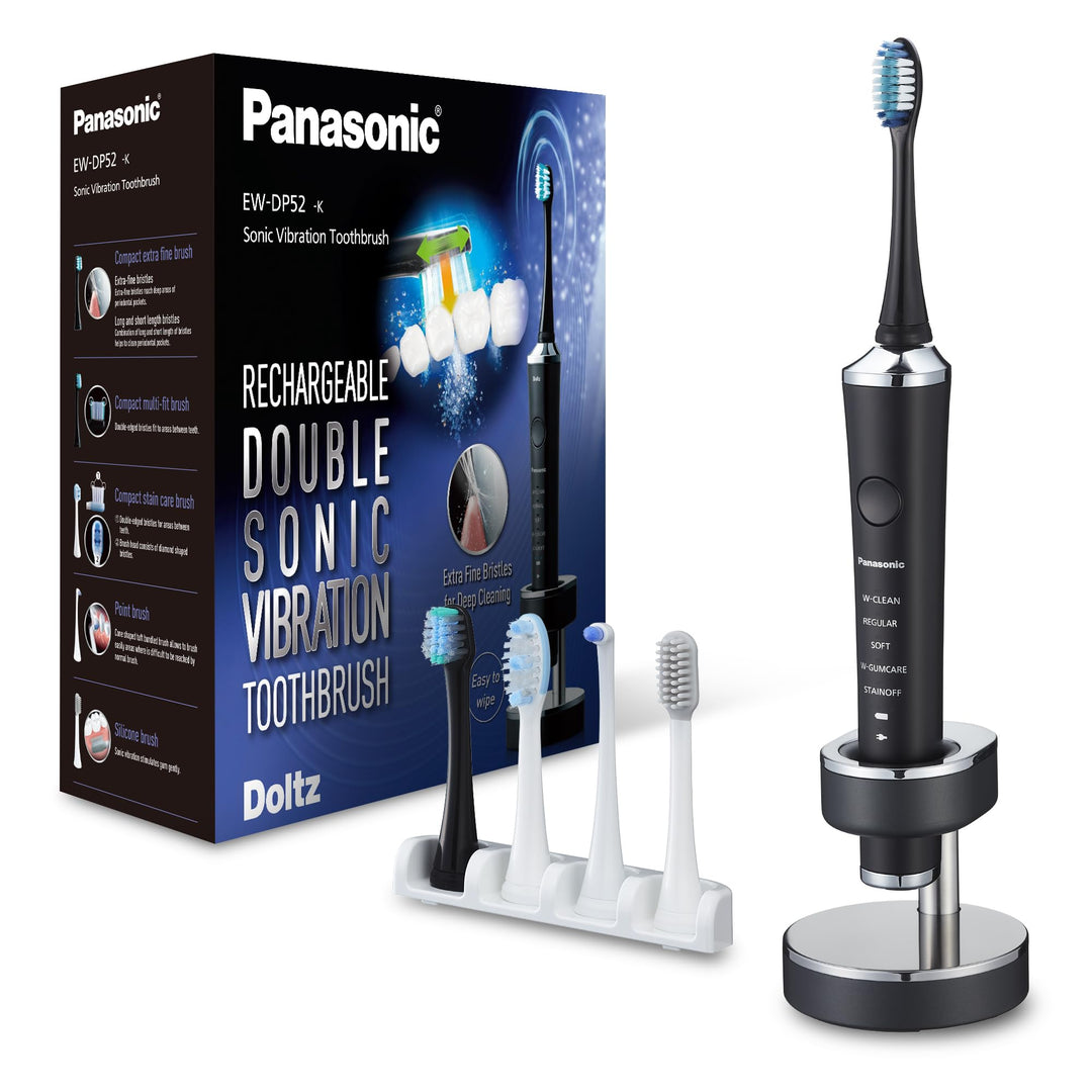 Panasonic EW-DP52-K803 Elektrische Zahnbürste, wiederaufladbar, mit doppelter Schallvibration, 1 Stu