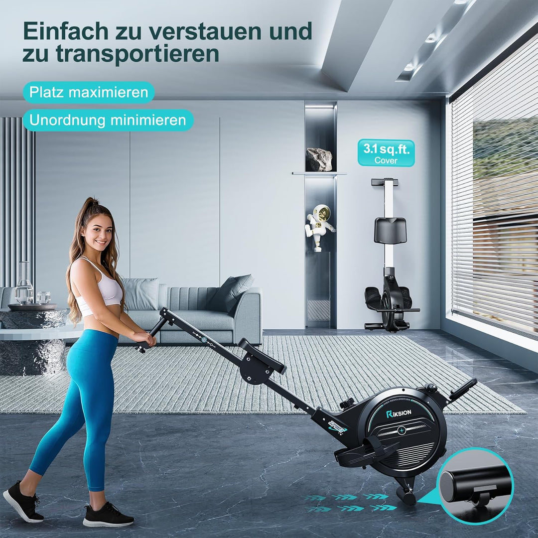 [2026 Testversion] Rudergerät für Zuhause mit Magnet-Fitnesstrainer,Rudergerät 16 Stufen Widerstand,