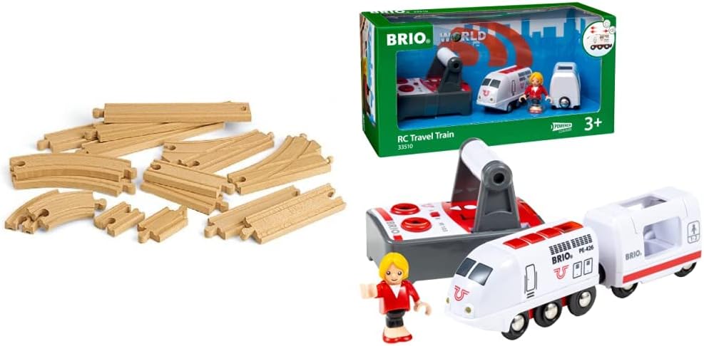 BRIO Bahn 33402 - Mittleres Schienensortiment & World 33510 IR Express Reisezug - Elektrische Lokomo