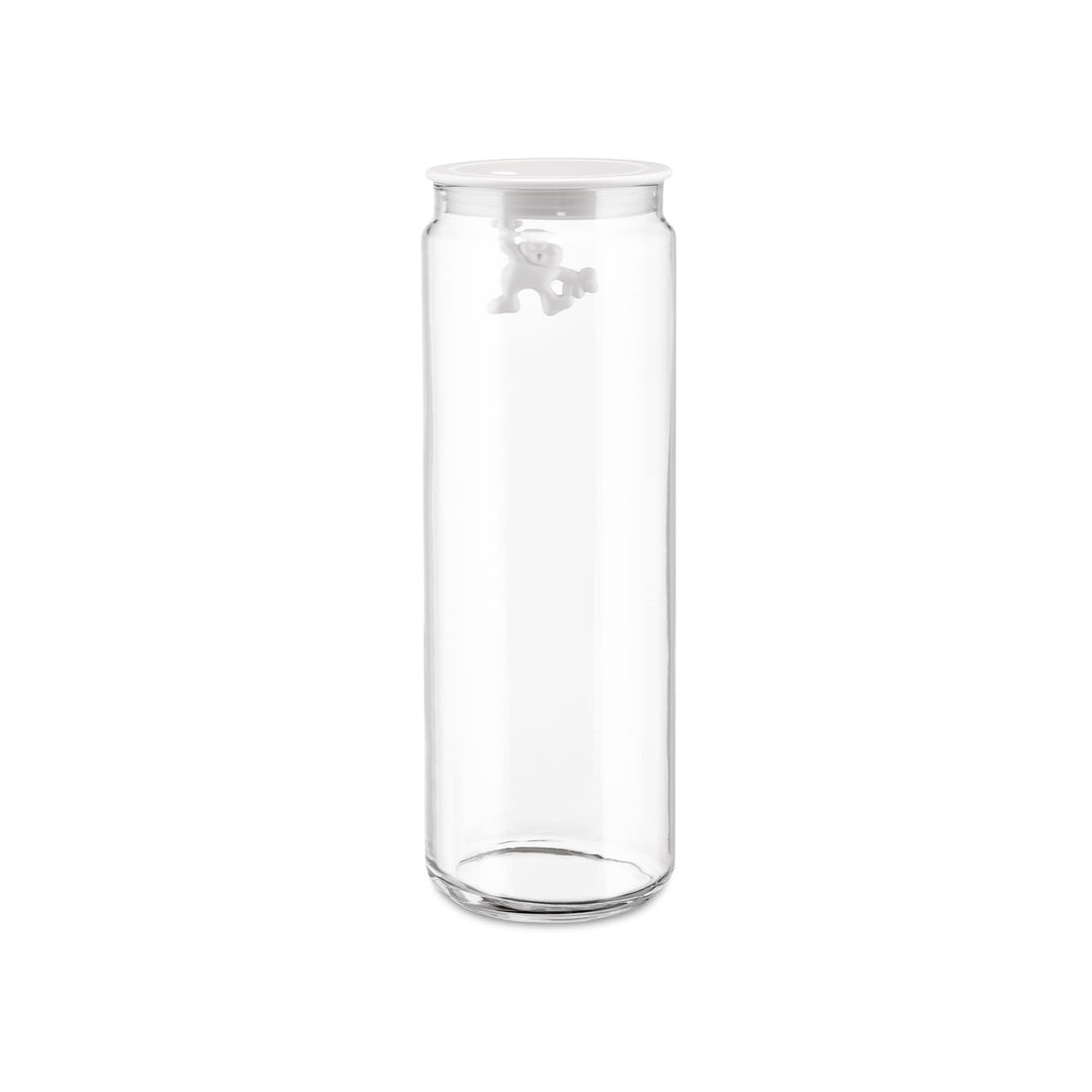 Alessi "Gianni" Küchendose aus Glas mit abgedichtem Deckel, thermoplastischem Harz, weiss Glas, Weis