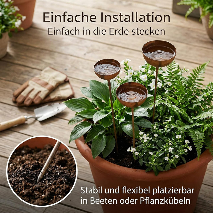 Regenfänger Gartenstecker Rost Gartenstecker Metall Gartendeko für Draussen Insektentränke Garten Na