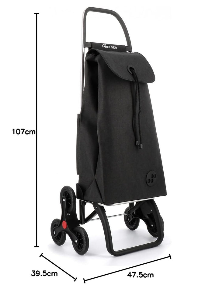 Einkaufstrolley Rolser I-Max Tweed 6 Räder Treppensteiger - Schwarz 6 Räder Schwarz, 6 Räder Schwarz
