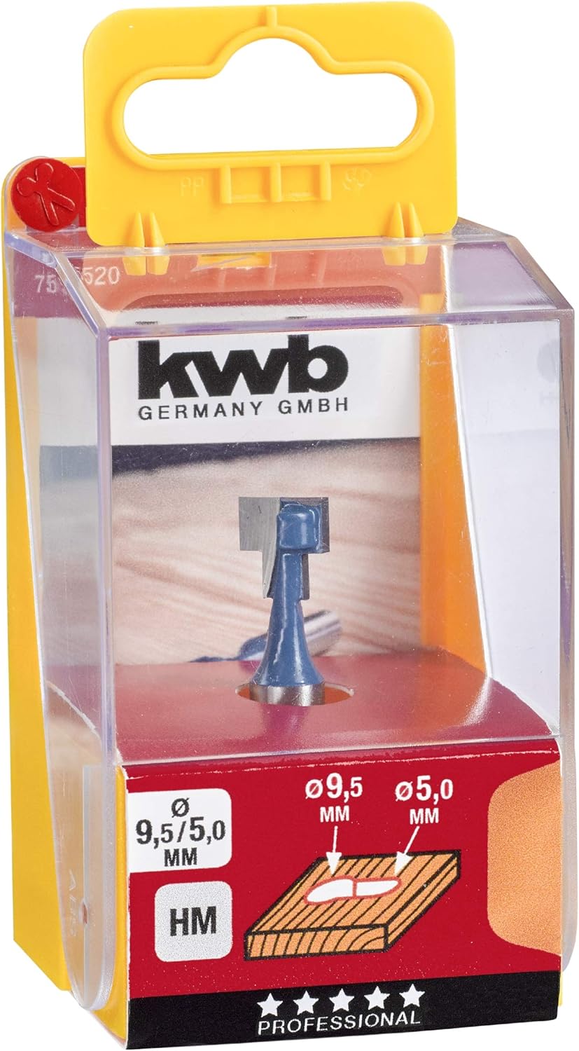 kwb T-Nutfräser Ø 5 mm und Ø 9,5 mm, hartmetallbestückt mit präzisem Spannschaft und optimierter Sch
