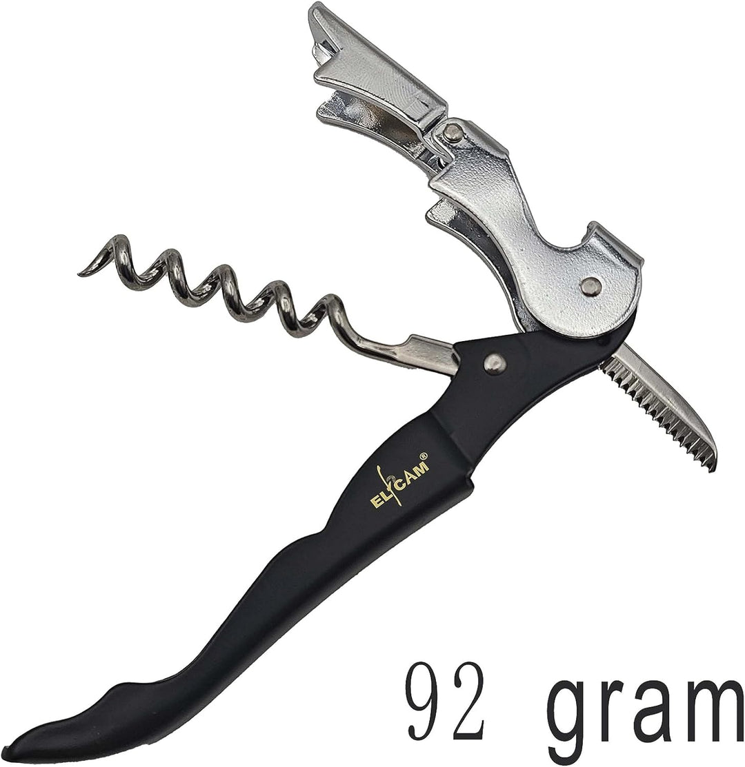 Elfcam® - 1 Stück Kellnermesser - 3-in-1 Funktion Profi Wein Korkenzieher und Flaschenöffner - Multi