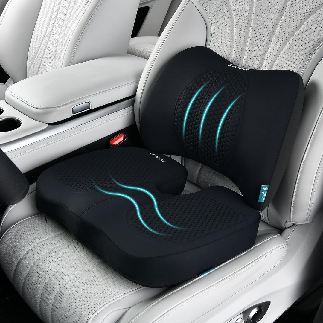 FLORICH Auto Sitzkissen und Lendenkissen Memory Foam Schreibtischstuhl Kissen Ergonomisches Sitzkiss