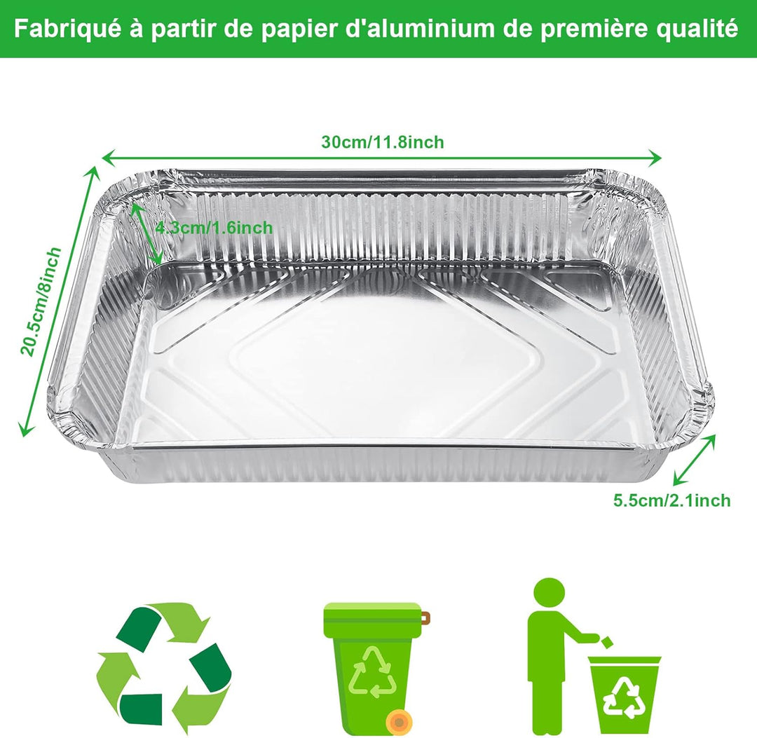 SENENQU 30 Stück Grill Aluschalen Gross 2200ML, Grillschalen Aluminium 31,5 x 21 x 5 CM, Einweg Alum