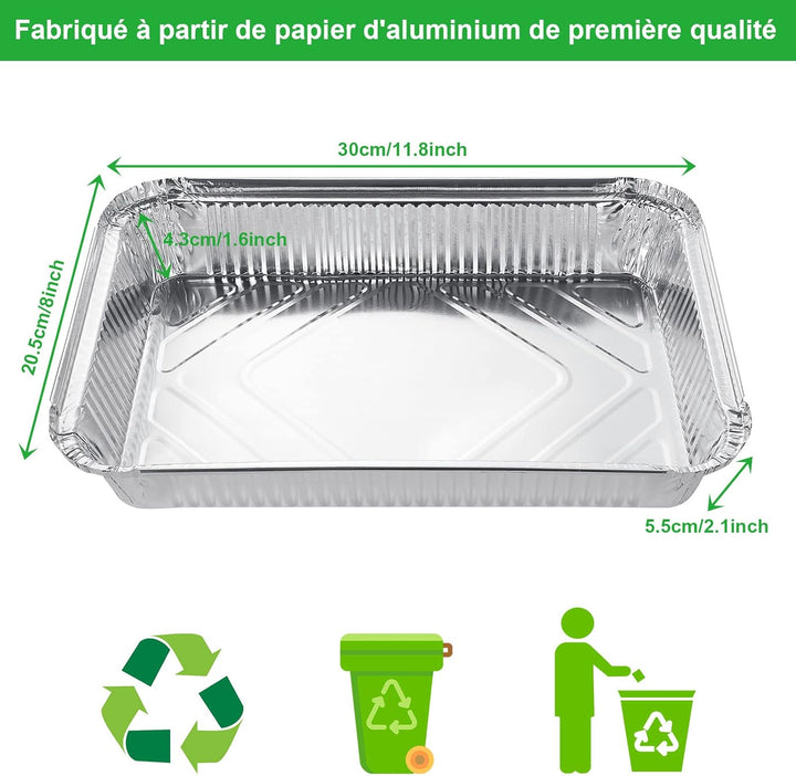 SENENQU 30 Stück Grill Aluschalen Gross 2200ML, Grillschalen Aluminium 31,5 x 21 x 5 CM, Einweg Alum