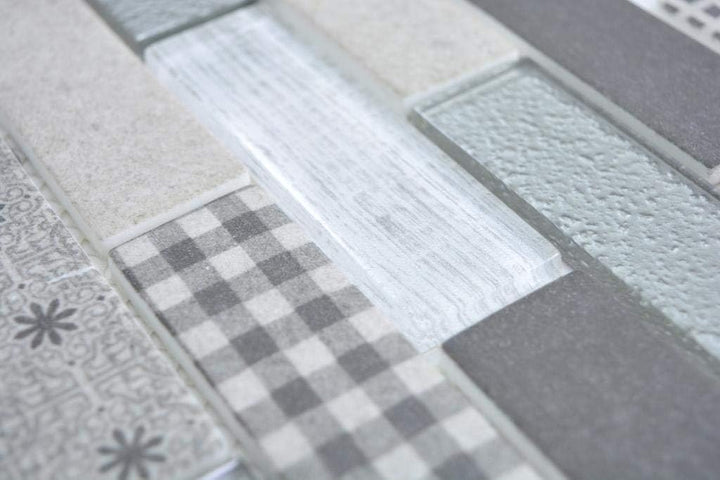 Transluzent Mosaik Brick ECO Glasmosaik Retro grau Wand Boden Küche Dusche Bad Fliesenspiegel|88-R00
